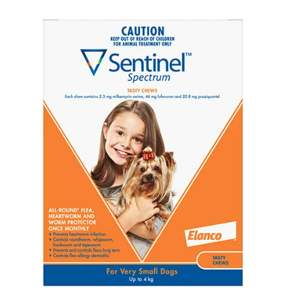 Buy Sentinel Spectrum Tasty Chews For Very Small Dogs Up To 4Kg (Orange) $42.70 (was $44.95) @ Vet Supply