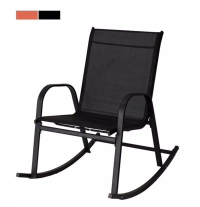 Rocking Chair High Back Rocker Chairs Steel Metal Textilene Fabric-Black $94.36 (RRP $199.95) @ Dreamo