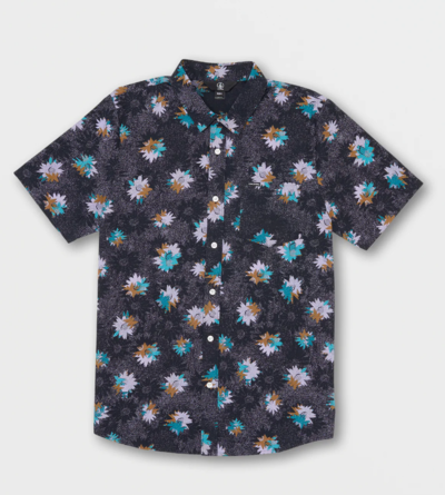 Warbler Short Sleeve Shirt Black Floral Print $29.40 (RRP $60) @ Volcom