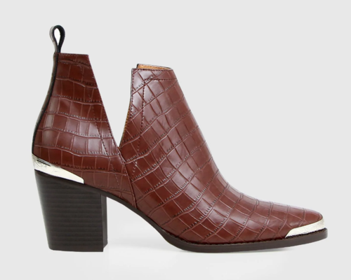 Austin Croc Embossed Ankle Boot Chocolate $125.96 (RRP $229.95) @ Belle And Bloom