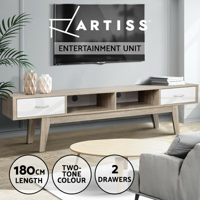 Artiss TV Cabinet Entertainment Unit Stand Storage Drawer Scandinavian 180cm Oak $149.95 (RRP $299.90) @ eBay AU