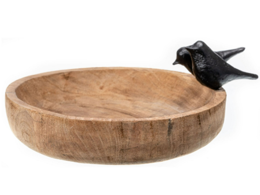 Hollindale Mango Wood Shallow Bowl with Birds Ornament $59 (RRP $99) @ Living Styles