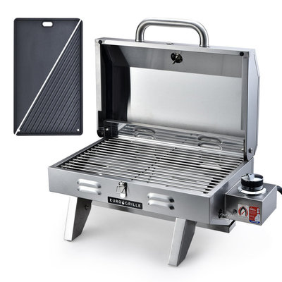 EuroGrille Portable Gas BBQ with Stainless Steel Grill and a Reversible Cast Iron Plate $209 (RRP $459) @ My Topia