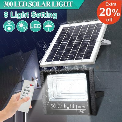 100W LED Solar Light Street Flood Sensor Remote Outdoor Garden Security Lamp $39.99 (RRP $59.99) @ eBay AU