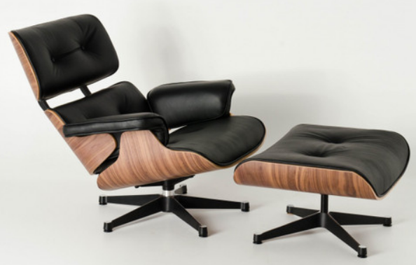 Replica Eames Lounge Chair + Ottoman - Black Leather Walnut Fram $899 (RRP $1999) @ Milano Republic Furniture