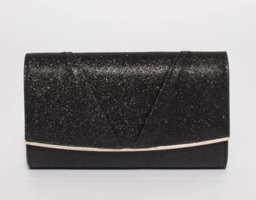 Black Marley Evening Clutch Bag With Silver Hardware $17.50 (RRP $34.99) @ Colette Hayman