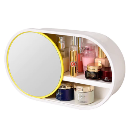 SOGA 39cm Oval Wall-Mounted Mirror Storage Box Vanity Mirror Rack $36.90 (RRP $86.90) @ Hey Hey