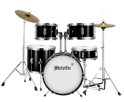 Melodic 5 Piece Kids Junior Drum Set w/ Hi Hat Cymbals Kick Pedal Stool Drumsticks $229.97 (RRP $699.95) @ My Deal