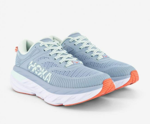 Hoka One One Bondi 7 (D) Womens Sneaker Blue Fog Blue Glass $179.99 (RRP $269.99) @ The Athletes Foot AU