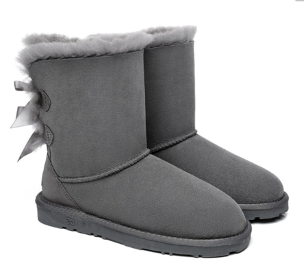 Double Baily Short Back Bow Sheepskin Women Boots Grey $95 (RRP $295) @ Ugg Express