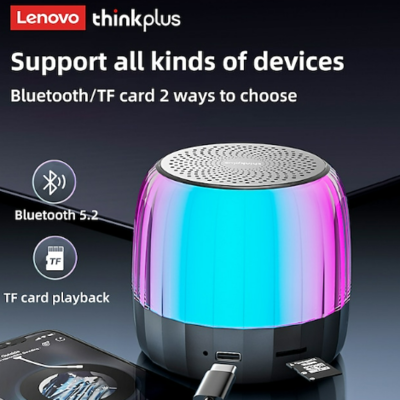 Lenovo K3plus TF Card Mini Stereo Sound RGB Colorful Light Speaker Black $46.48 (RRP $83.68) @ Mini In The Box