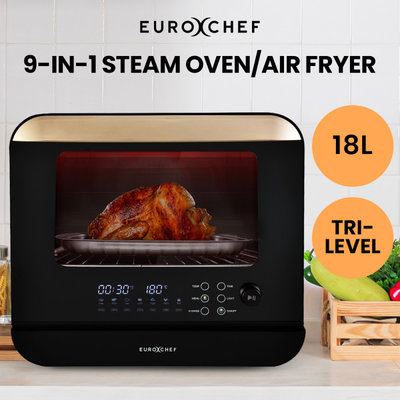 EUROCHEF 18L 9-in-1 Combi Steam Oven and Air Fryer Black $309 (RRP $659) @ My Topia