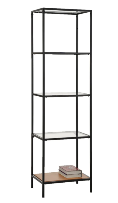 Brielle 4-Tier Bookcase Display Glass Shelf Black $176 (RRP $249) @ Momentous Living