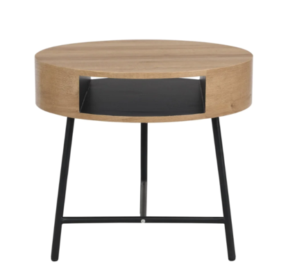 Willow Modern Scandinavian Wooden Round Side Table Oak/Black $115 (RRP $179) @ Momentous Living