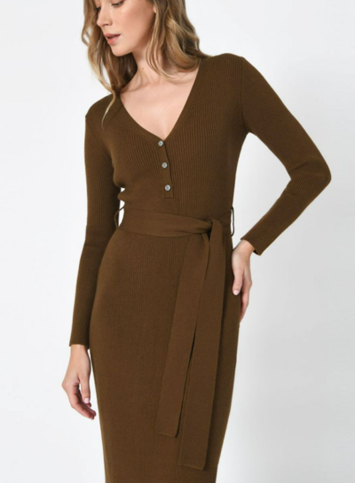 Amberly Tie Waist Knit Dress Hay Green $66.75 (RRP $109.99) @ Forcast