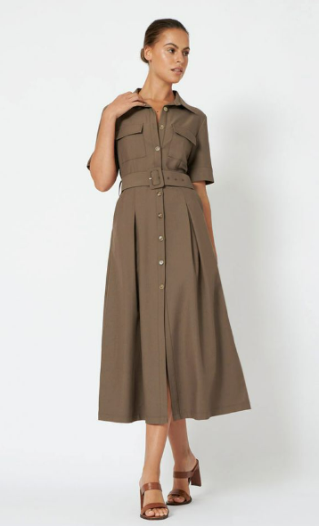 Lisa Button Up Dress Ash Brown $66.75 (RRP $109.99) @ Forcast