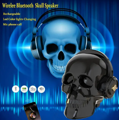 Halloween Skull Music Bluetooth V5.0 Wireless Portable Speaker Black $81.37 (RRP $146.47) @ Mini In The Box