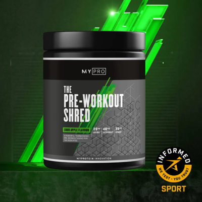 THE Pre-Workout Shred 30 servings Sour Apple $35.99 (RRP $59.99) @ My Protein