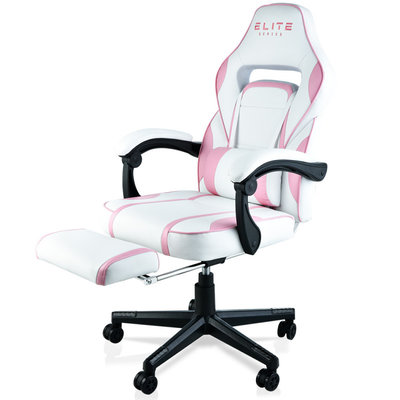 OVERDRIVE Elite Reclining Gaming Chair with Footrest Pink and White $179 (RRP $389) @ My Topia