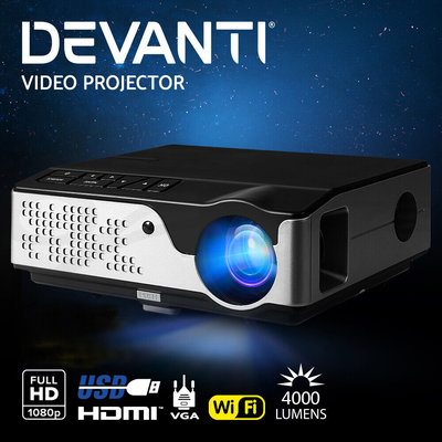 Devanti Video Projector Wifi USB Portable 4000 Lumens HD 1080P Home Theater $296.95 (RRP $494.90) @ eBay AU