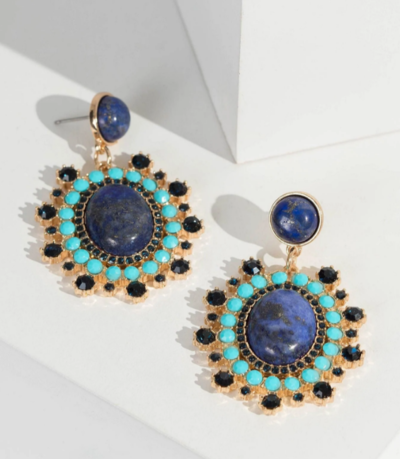 Blue Crystal Framed Stone Drop Earrings $12.49 (RRP $24.99) @ Colette Hayman