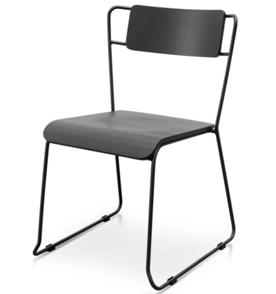 Bradley Timber Seat Dining Chair - Full Black $140 (RRP $199) @ Interior Secrets