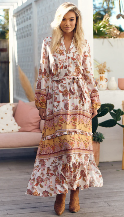 White Phoenix Print Kensey Maxi Dress $66.47 (RRP $94.95) @ Lilac And Mila