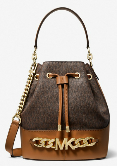 Devon Medium Logo Bucket Bag Brown/Acorn $639 (RRP $909) @ Michael Kors