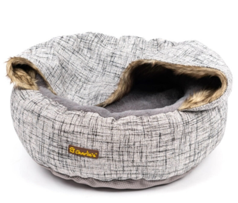 Charlie's Round Bed with Faux Fur Cover Light Grey (Small, Medium, Large) from $39.95 (RRP $79) @ My Deal