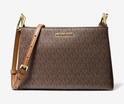 Trisha Medium Logo Crossbody Bag Brown $499 (RRP $719) @ Michael Kors