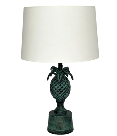 Bermuda Antique Bronze Pineapple Table Lamp with Off White Shade $118 (RRP $295) @ One World Collection