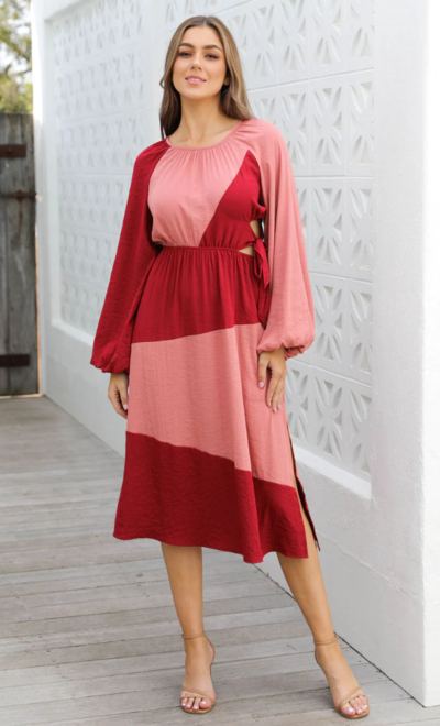 Rosa Colour Block Cut-Out Dress Pink And Red $45 (RRP $89.95) @ The Self Styler