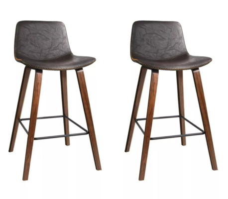 Brown Faux Leather Stools with Backrest $198.86 (RRP $481.95) @ Dreamo