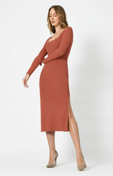 Vanya Square Neck Knit Dress Terracotta $59 (RRP $109.99) @ Forcast