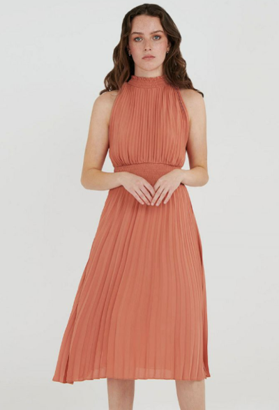 Ilana Pleated Dress Clay $59 (RRP $119.99) @ Forcast