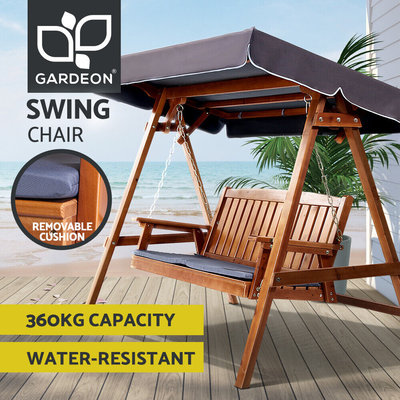 Gardeon Outdoor Swing Chair Hammock Garden Bench Canopy 3 Seater Wooden $375.95 (RRP $733.99) @ eBay AU