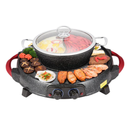 SOGA 2 in 1 Electric Stone Coated Grill Plate Steamboat Two Division Hotpot $199.90 (RRP $313.90) @ Hey Hey