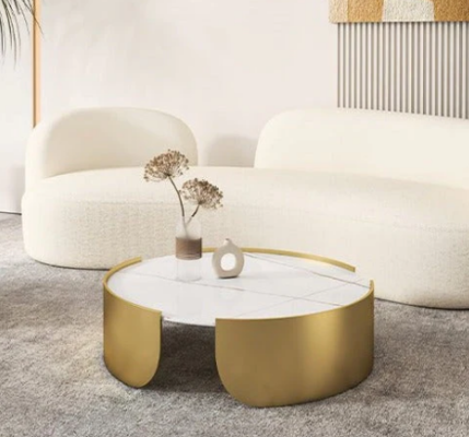 TINA Golden powder-coated steel legs Ceramic Coffee Table $898 (RRP $1673) @ Kings Warehouse