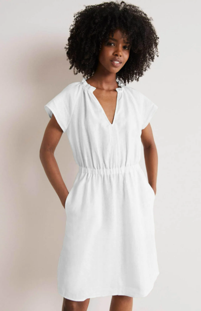 Short Sleeve Linen Dress White $96 (RRP $160) @ Boden Clothing