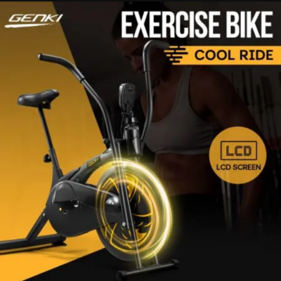 GENKI Upright Stationary Bicycle Exercise Machine Home Gym Equipment Yellow $139.88 (RRP $399.95) @ Crazy Sales