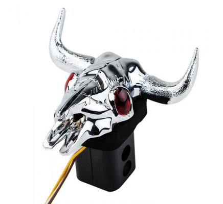 JAXSYN Novelty Tow-bar / Trailer Hitch Cover - Chrome Plated Bull Skull $28 (RRP $59) @ Edisons