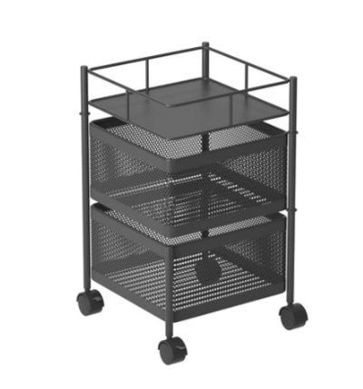 SOGA 2 Tier Steel Square Rotating Kitchen Cart Multi-Functional Shelves $66.90 (RRP $104.90) @ Hey Hey