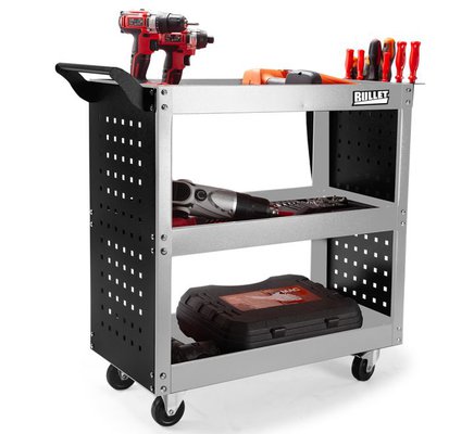 BULLET 3-Tier Steel Tool Trolley Cart Workshop Black and Silver $89 (RRP $159) @ Edisons