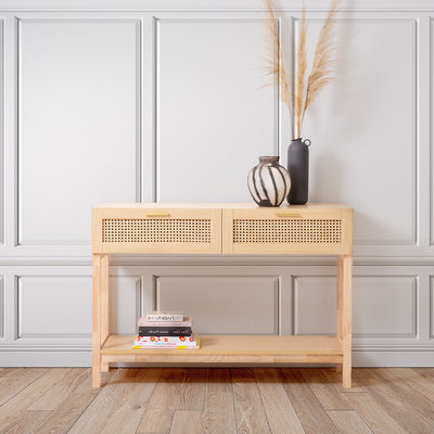 Casa Decor Santiago Rattan Console Table Entry Table Storage Hallway Wood Oak $299.95 (RRP $999) @ eBay AU