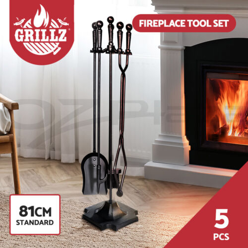 Grillz Fireplace Tool Set Fire Place Tools Poker Brush Shovel Stand Tongs 5 PCS $62.86 (RRP $109.99) @ eBay AU