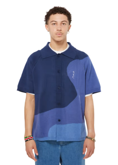 Subtype Curated Apparel Waves Knitted Polo Blue $59.99 (RRP $89.99) @ Hype DC