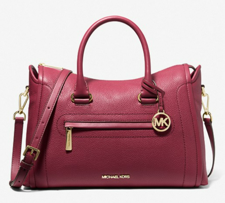 Carine Large Pebbled Leather Satchel Mulberry $559 (RRP $1019) @ Michael Kors