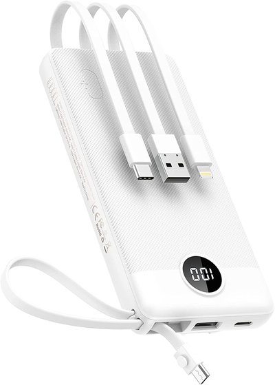 VEEKTOMX 10000mAh Power Bank with Built-in Cables with 5 Outputs and LED Display White $33.99 (RRP $48.99) @ Amazon AU