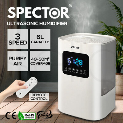 Spector Air Purifying Mist Humidifier Ultrasonic 6L Diffuser Cool Office Home $89.99 (RRP $179.99) @ eBay AU