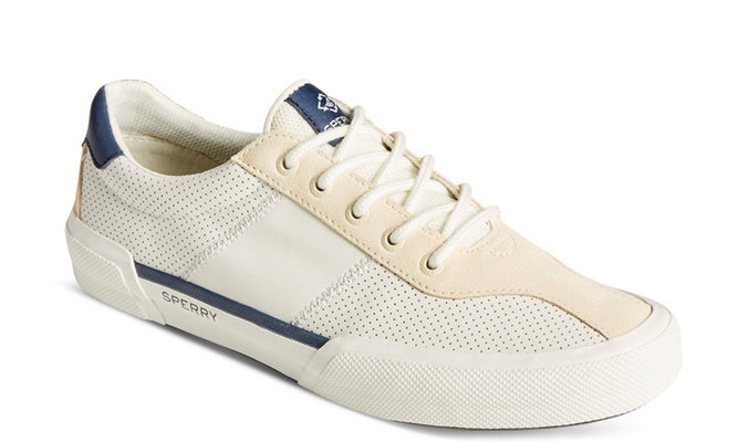 Men's Soletide Racy Sneaker White/Navy $69.99 (RRP $169.99) @ Sperry